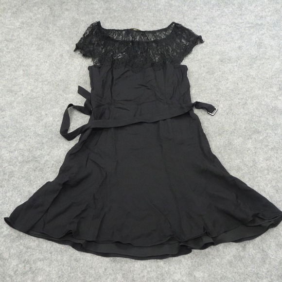 Polo Ralph Lauren Dress Womens 6 Lace Top Black Belted Lined Sleeveless Shift F - Picture 12 of 14